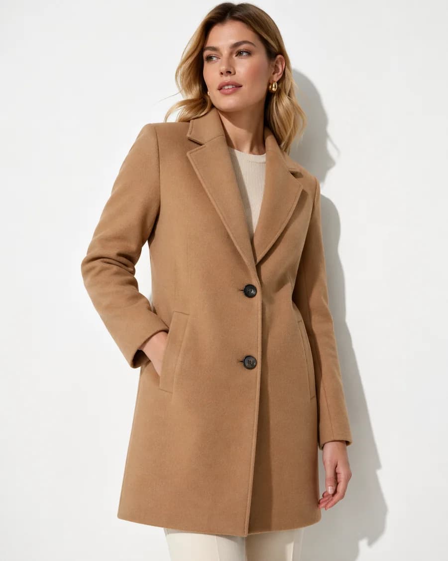 Celeste Tailored Smart Overcoat — Tan