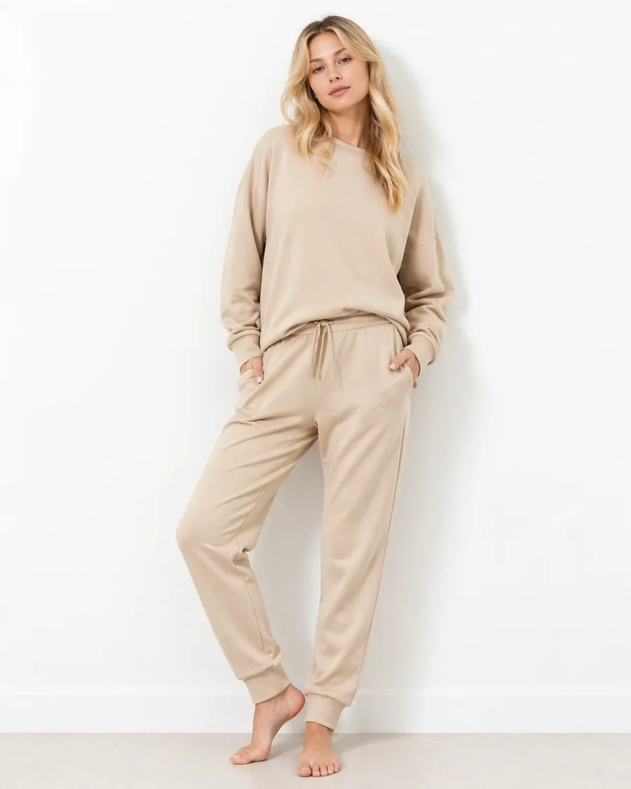 Cloud Loungewear Tracksuit Set — Beige