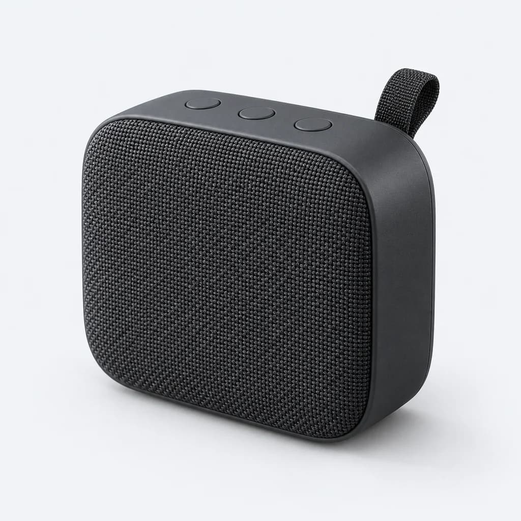 Pocket Speaker in graphite, fictional demonstration product