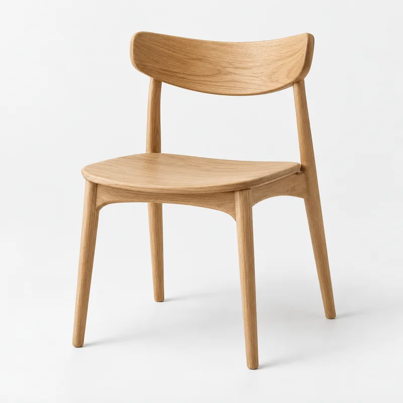 Arc Dining Chair in Natural Oak, isolated on a pale studio background