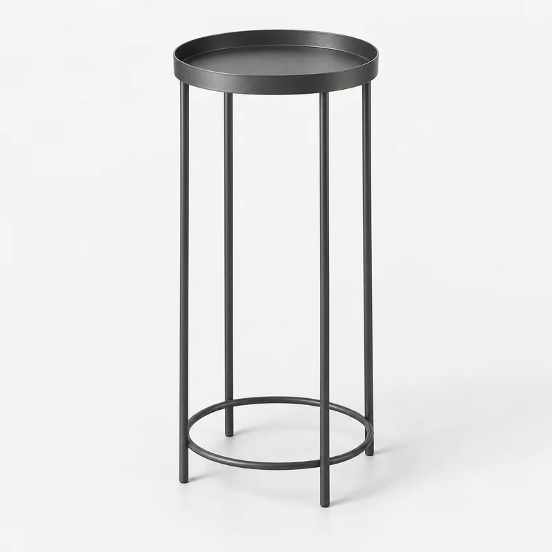 Column Plant Stand in Graphite, isolated on a pale studio background