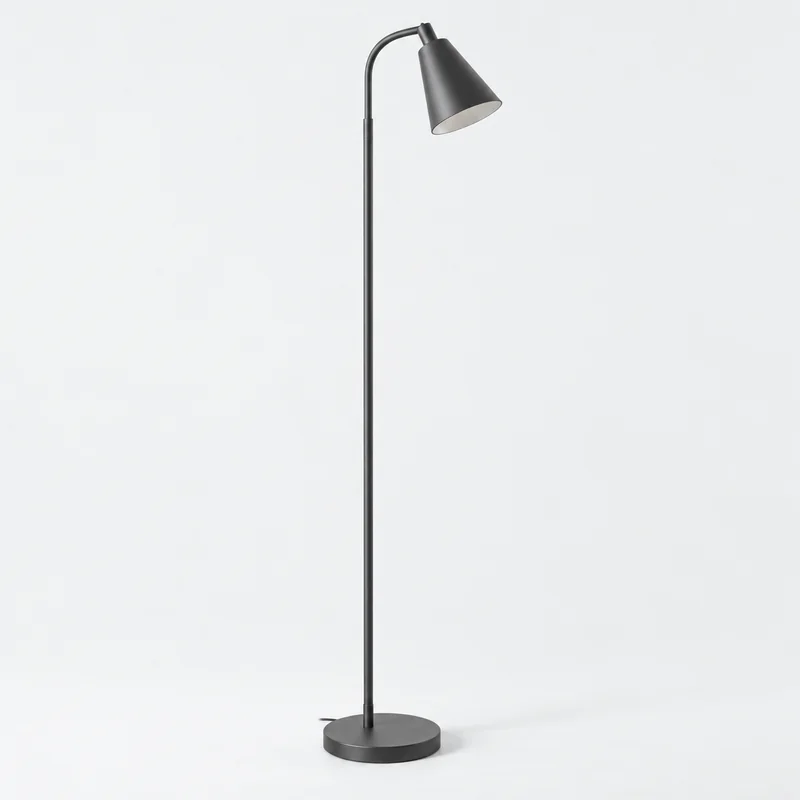 Stem Floor Lamp in Graphite, isolated on a pale studio background